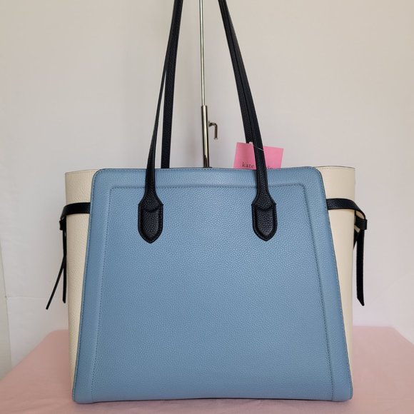 KATE SPADE Knott Colorblocked Pebbled Leather Large Tote- Morning Sky Multi 🎈⭐ - Picture 7 of 16